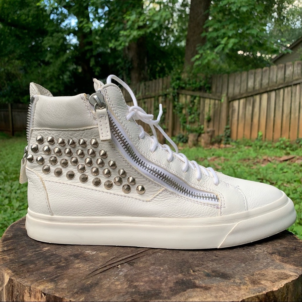 Giuseppe Zanotti white spiked high top sneakers EUR 42 - Picture 9 of 15